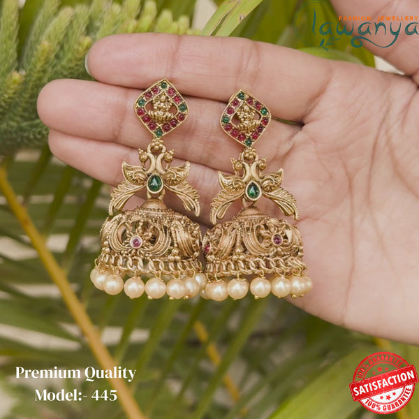 “Premium Bridal Style Antique Jhumka Earrings with Pearl Drops” SKU - 445