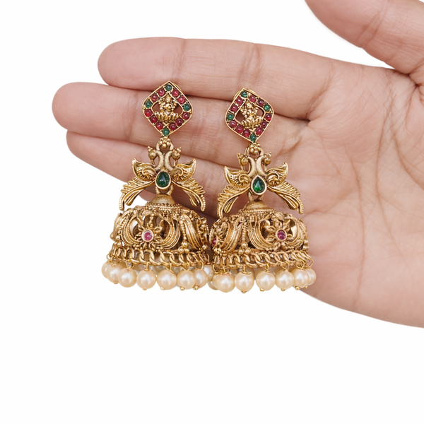 “Premium Bridal Style Antique Jhumka Earrings with Pearl Drops” SKU - 445